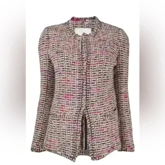 NEW Isabel Marant Penia Tweed Pink Black Blazer Jacket Size 34 French US 2 - Picture 3 of 16